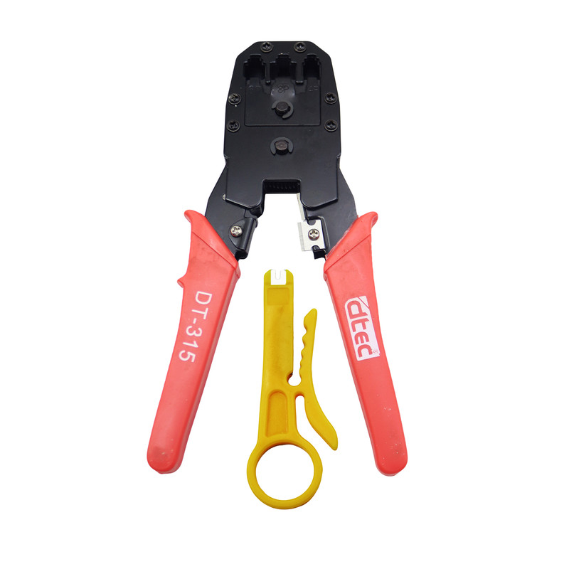 آچار سوکت زن شبکه و تلفن  دی تک مدل YP-DT-315-20CM سایز 8 اینچ  به همراه یک عدد استریپر 