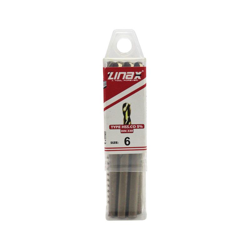 مته کبالت زیناکس کد YP-HSS-DIN338-6MM سایز 6 میلی متر مجموعه 10 عددی