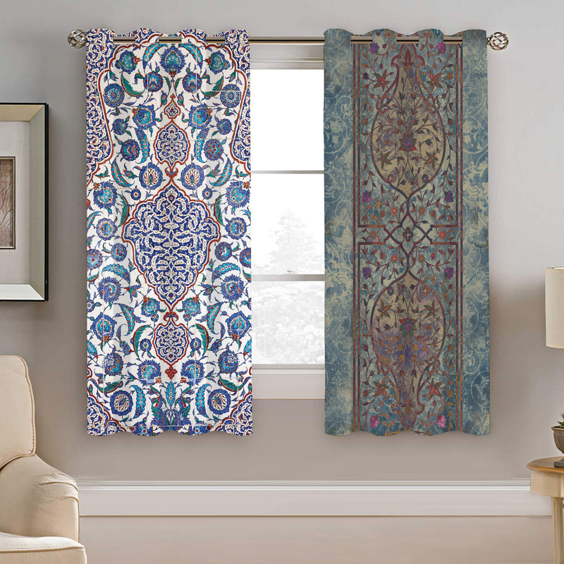 پرده نیروانا طرح سنتی مدل مخمل کد 4880 سایز 140×200 سانتی متر