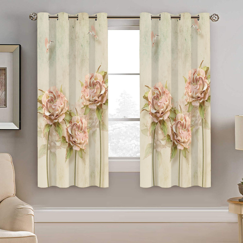 پرده نیروانا طرح گل کاغذی مدل مخمل کد 8439 سایز 140×200 سانتی متر