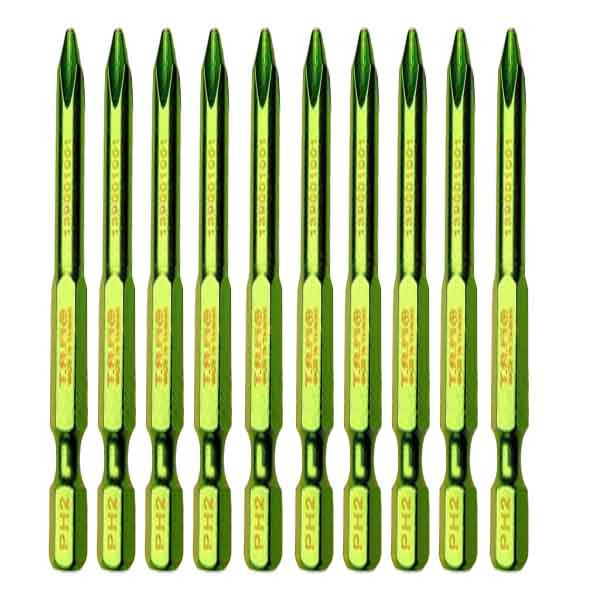 سری پیچ گوشتی چهارسو تام مدل بیت خور کد AJ-PH2*150MM مجموعه 10 عددی  