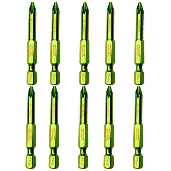 سری پیچ گوشتی چهارسو تام مدل بیت خور کد AJ-PH2*70MM مجموعه 10 عددی 