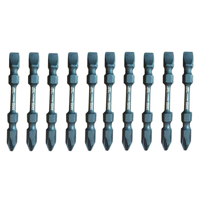 سری پیچ گوشتی یک سر چهارسو یک سر دو سو تام مدل دو طرفه کد AJ-PH2*SL6*65MM مجموعه 10 عددی