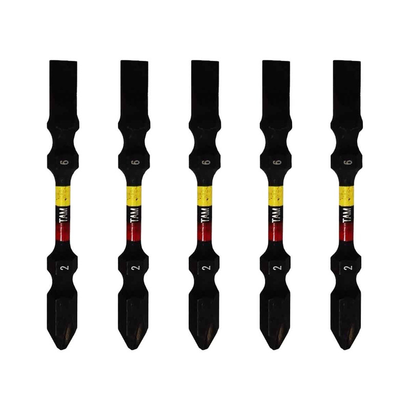 سری پیچ گوشتی یک سر چهارسو یک سر دو سو تام مدل دو طرفه کد AJ-PH2*SL6*110MM سایز 11 سانتی متر مجموعه 5 عددی  