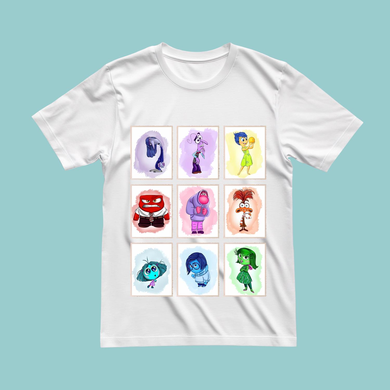 تیشرت سفید بچگانه طرح Inside Out (درون و بیرون) کد 1062