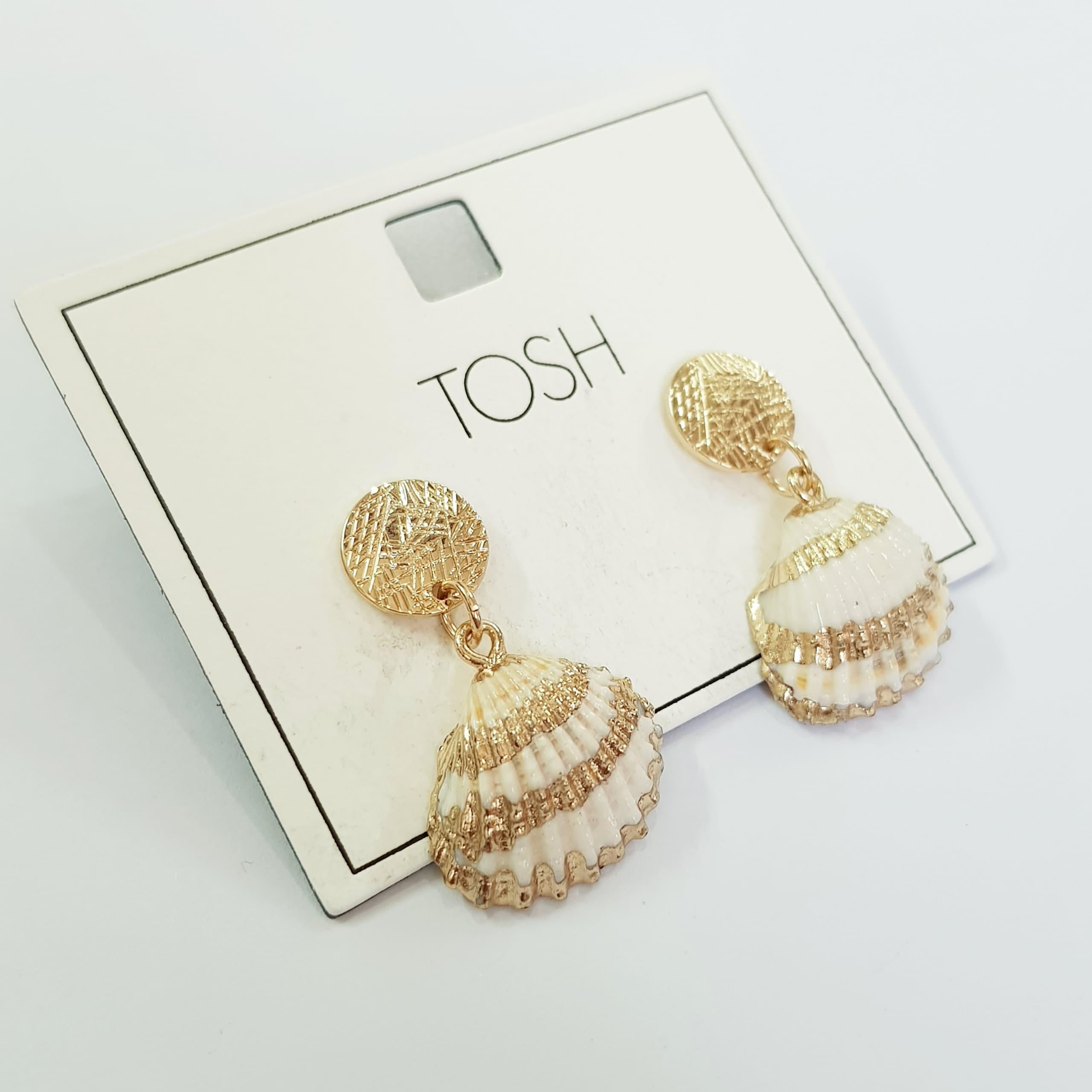 گوشواره طلایی آویز صدف طبیعی TOSH